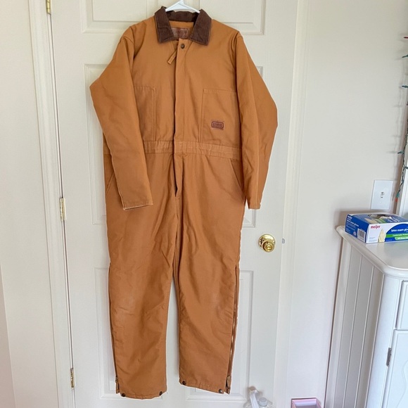 CE Schmidt Workwear Coveralls Men XL regular 18-20 Brown Insulated Canvas - Picture 1 of 8